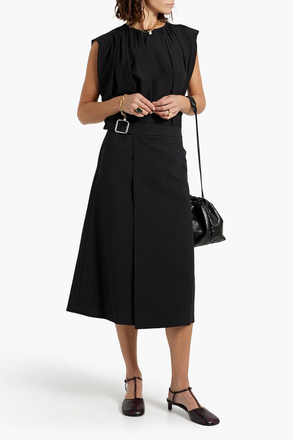 Jil Sander Cotton Midi Wrap Skirt In Black