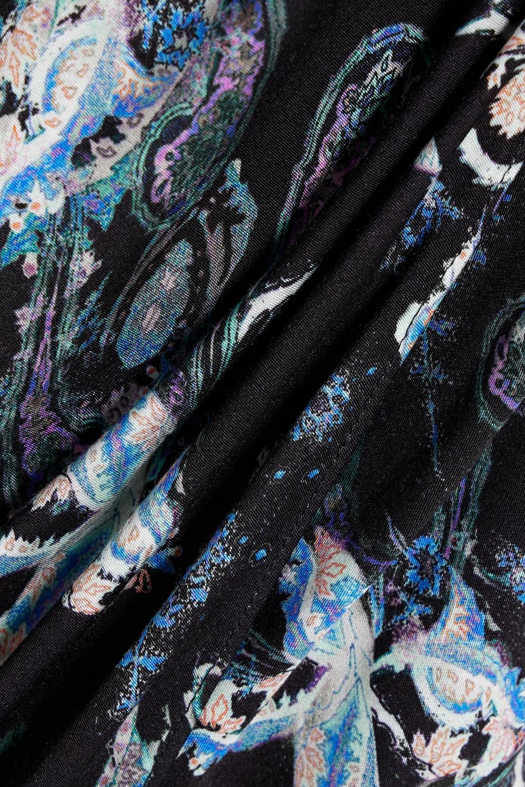 IRO Cartina draped printed twill midi skirt