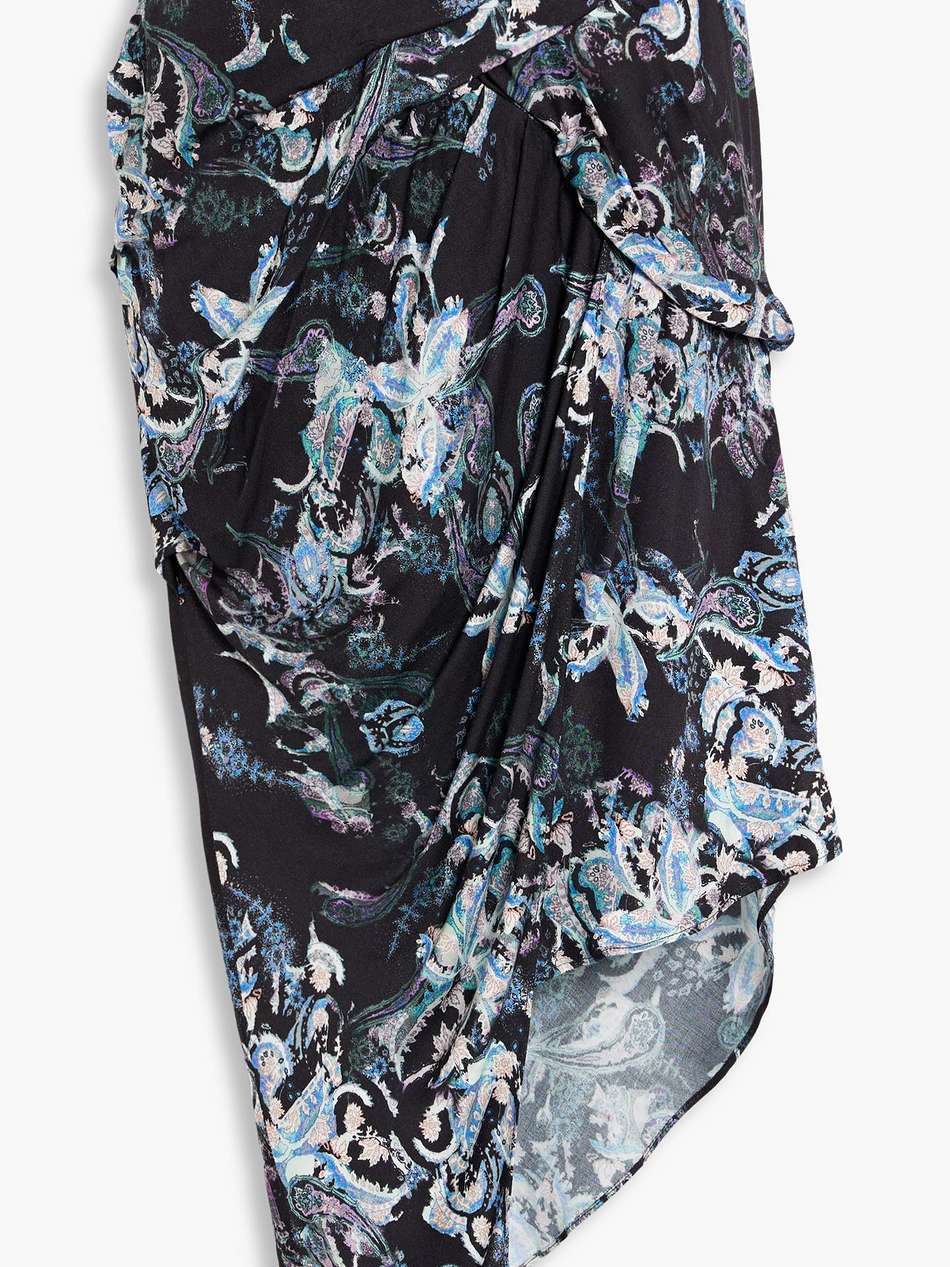 cartina draped printed twill midi skirt
