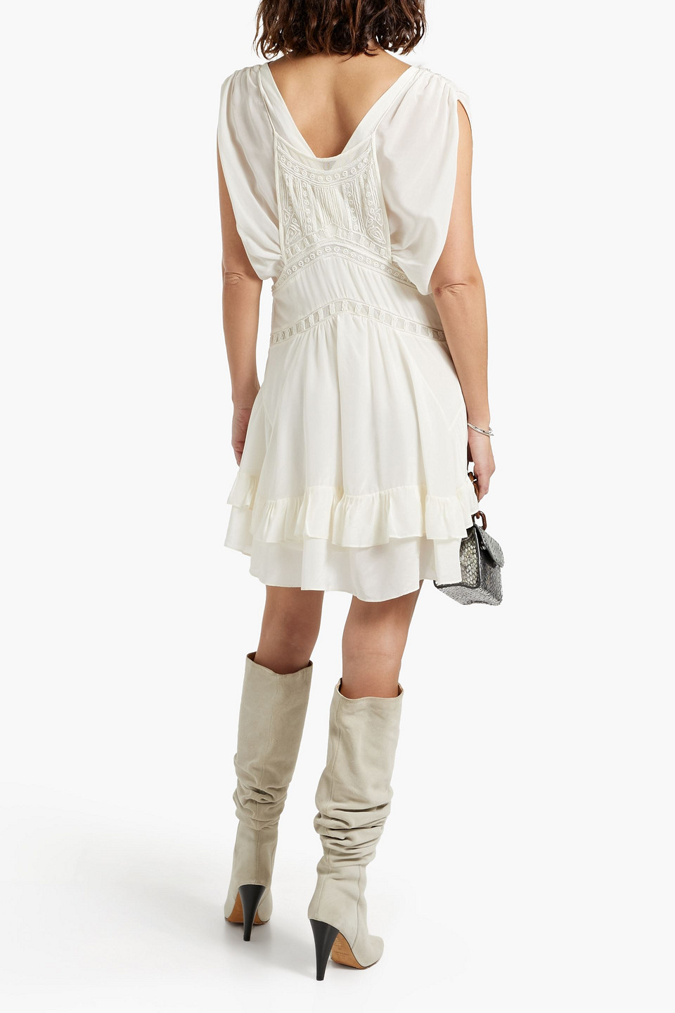 Iro Conor Ruffled Embellished Silk Mini Dress In Ecru