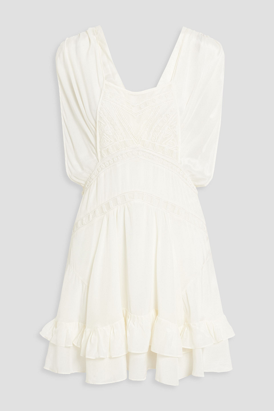 Iro Conor Ruffled Embellished Silk Mini Dress In Ecru