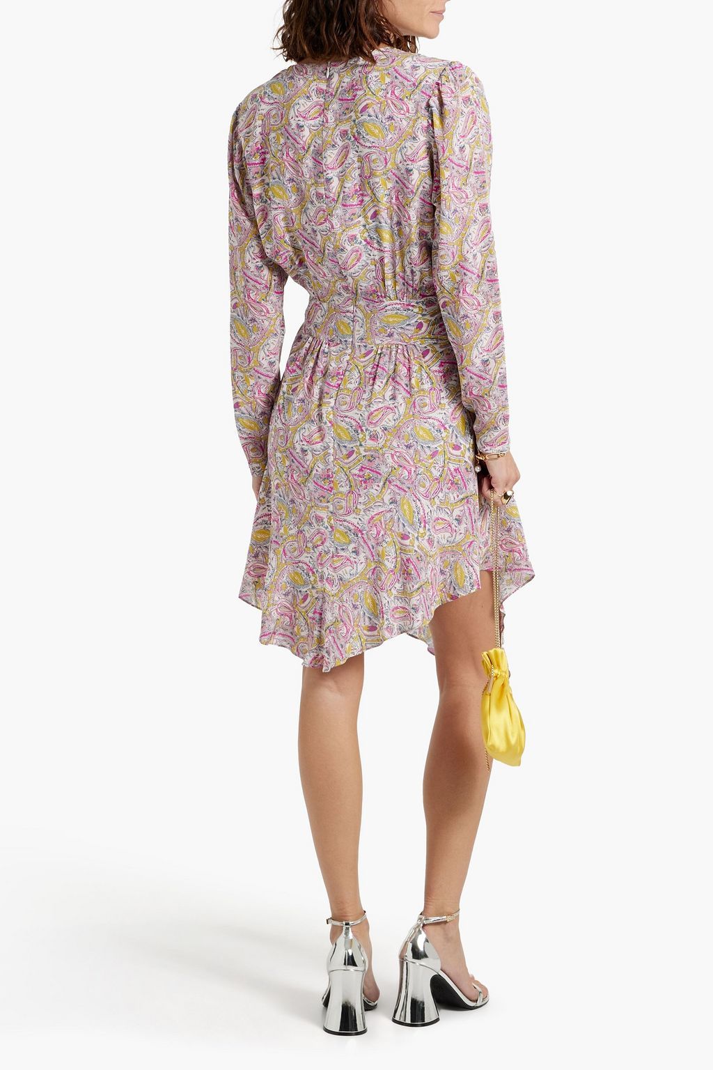 IRO Taro belted printed silk crepe de chine dress