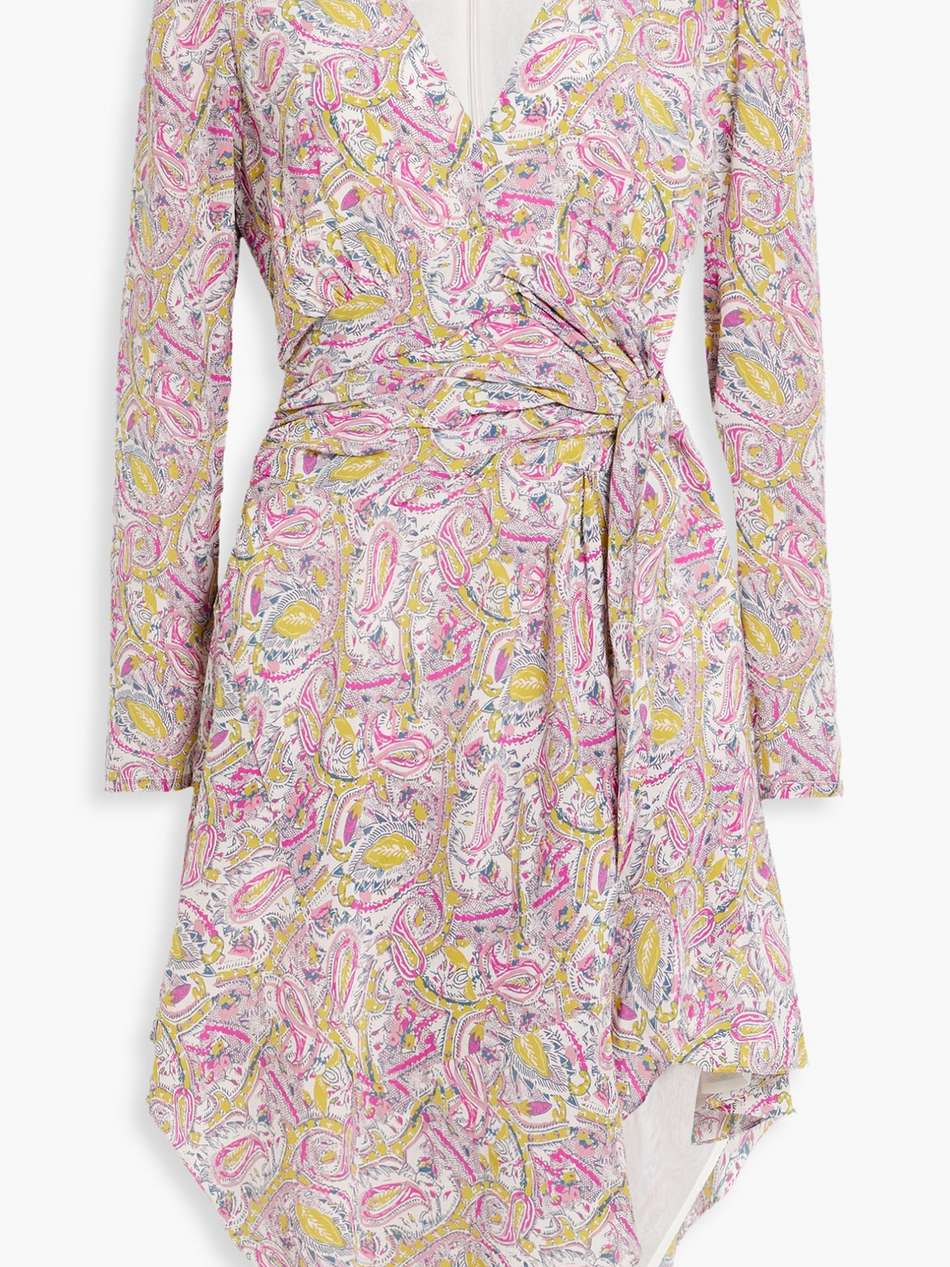 taro belted printed silk crepe de chine dress