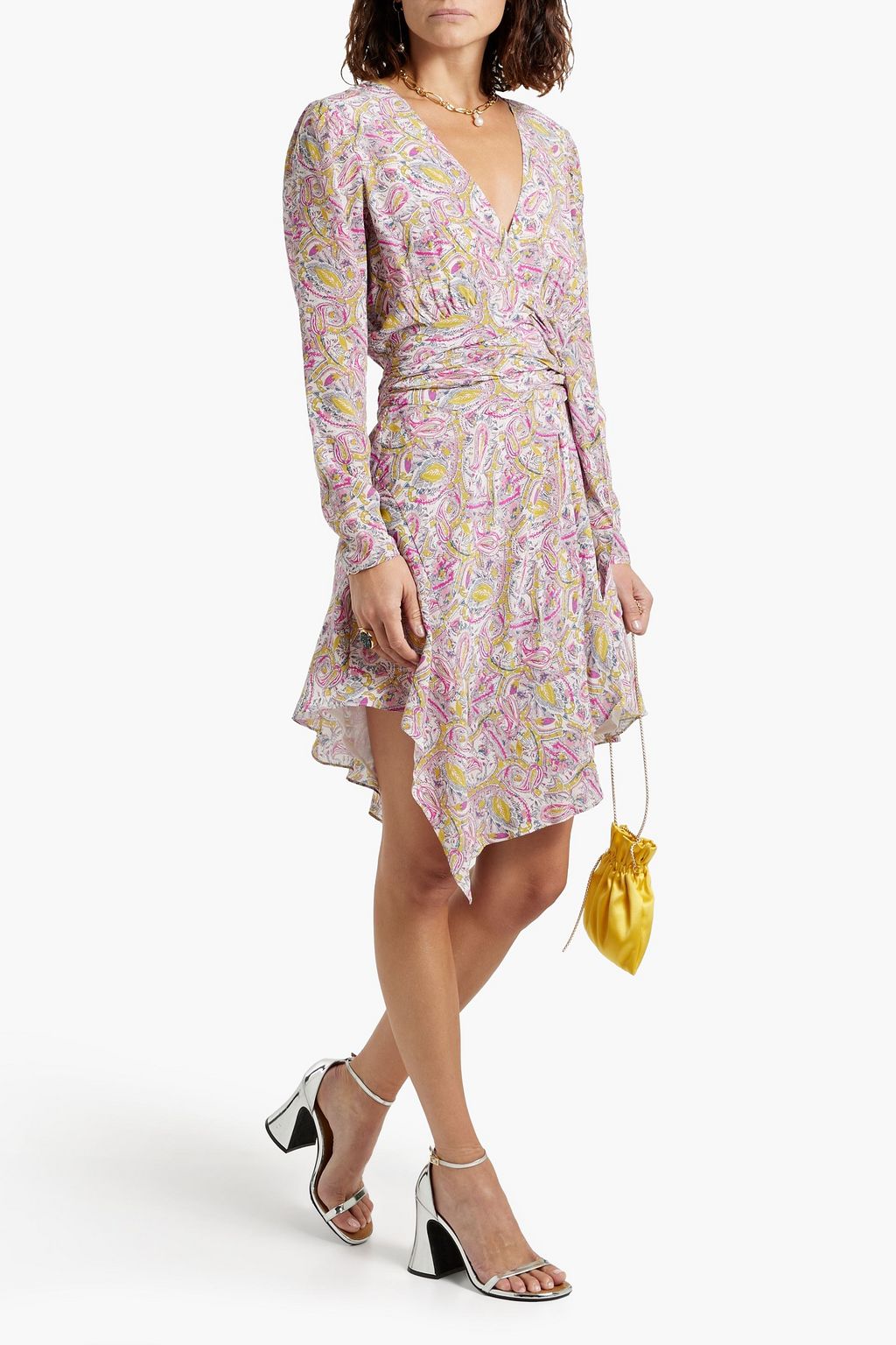 IRO Taro belted printed silk crepe de chine dress