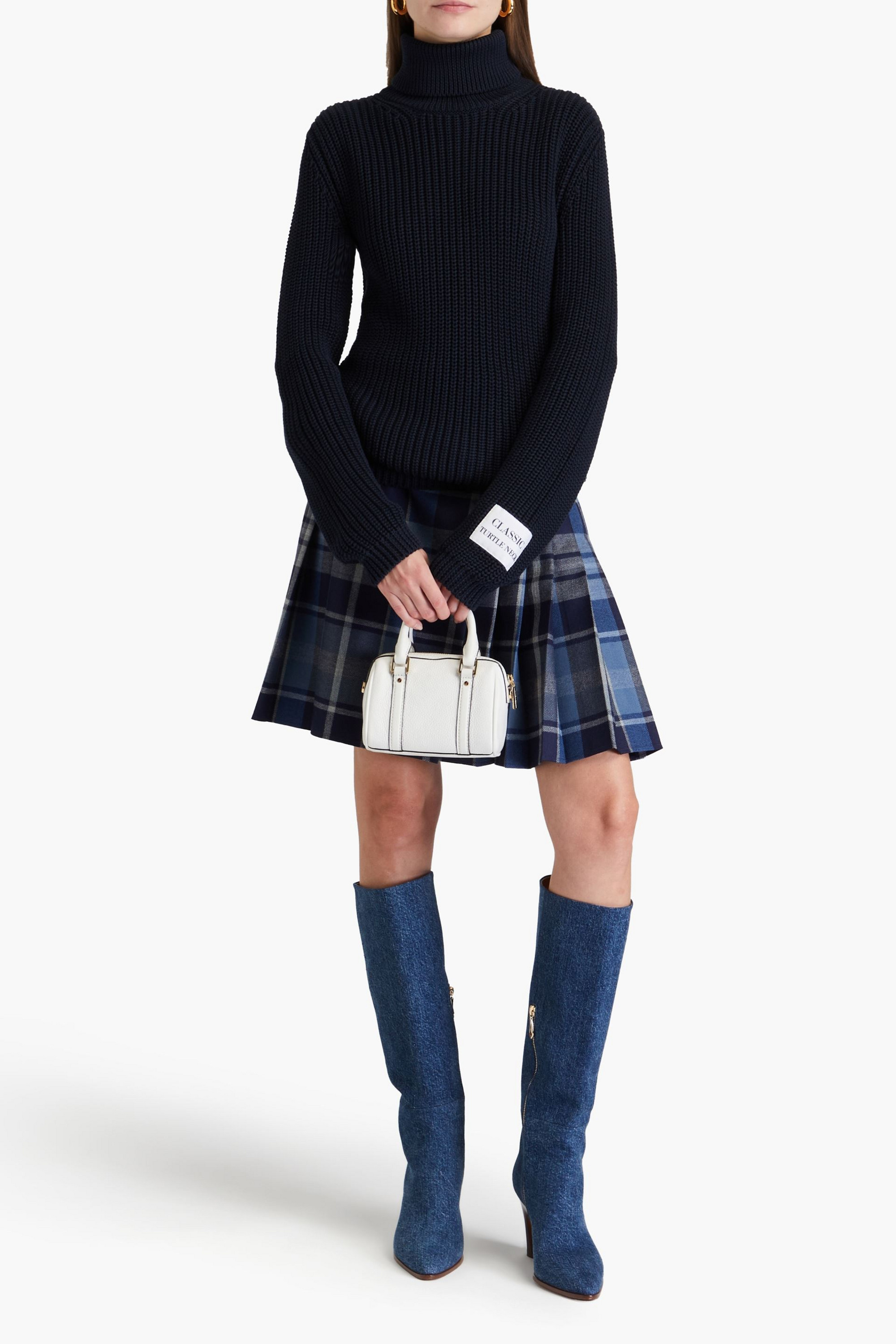 MOSCHINO Ribbed cotton turtleneck sweater