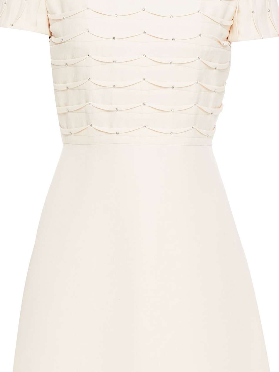 crystal-embellished wool and silk-blend crepe mini dress