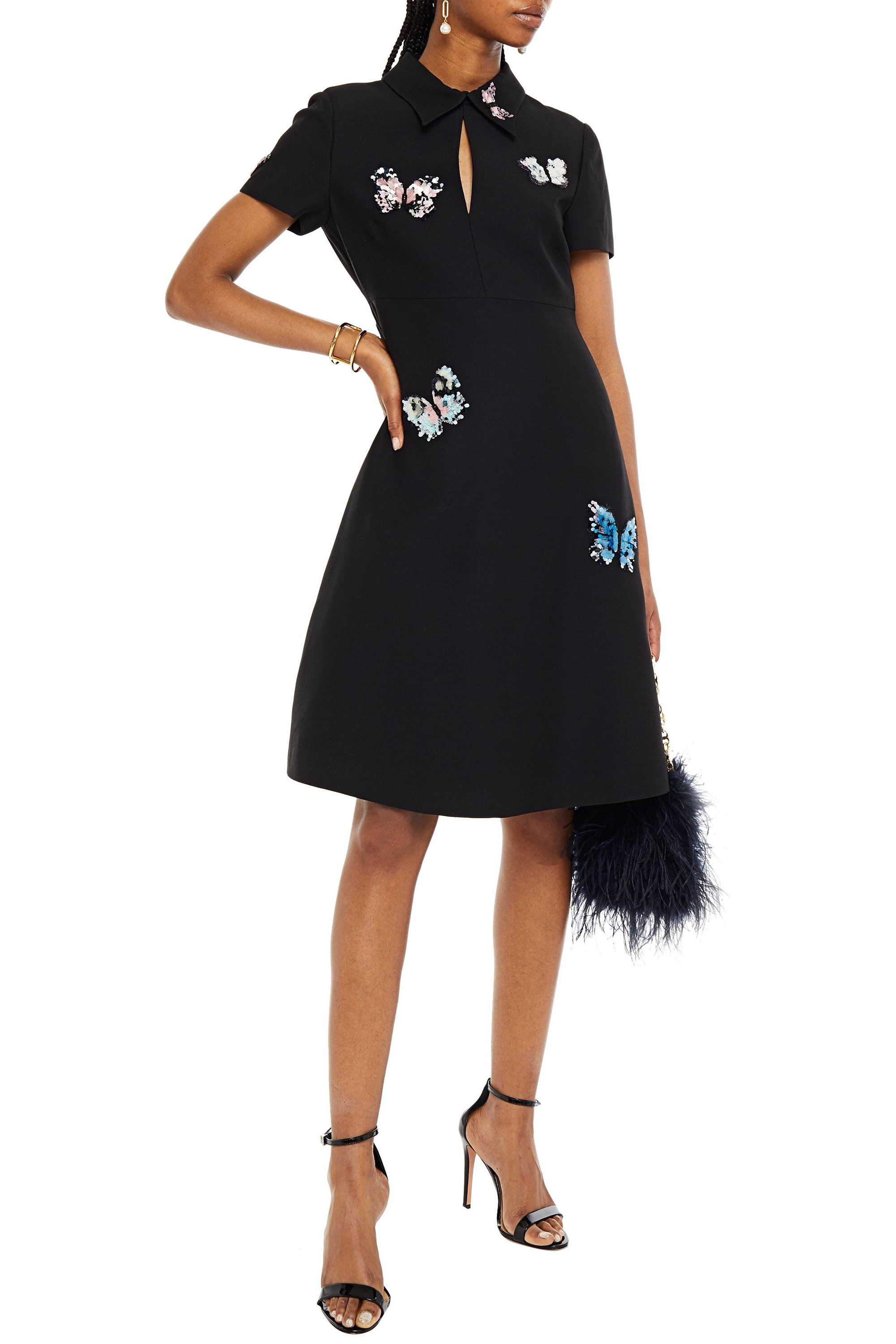 Valentino Garavani Embellished wool and silk-blend crepe dress