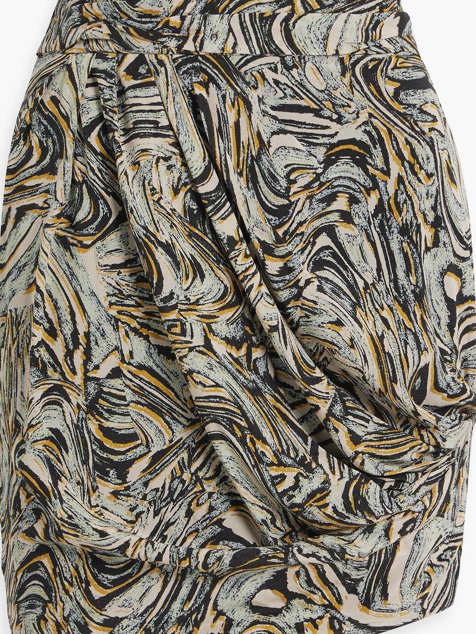 fazzia draped printed silk crepe de chine mini skirt