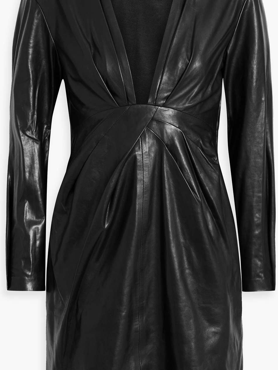 enali draped leather mini dress
