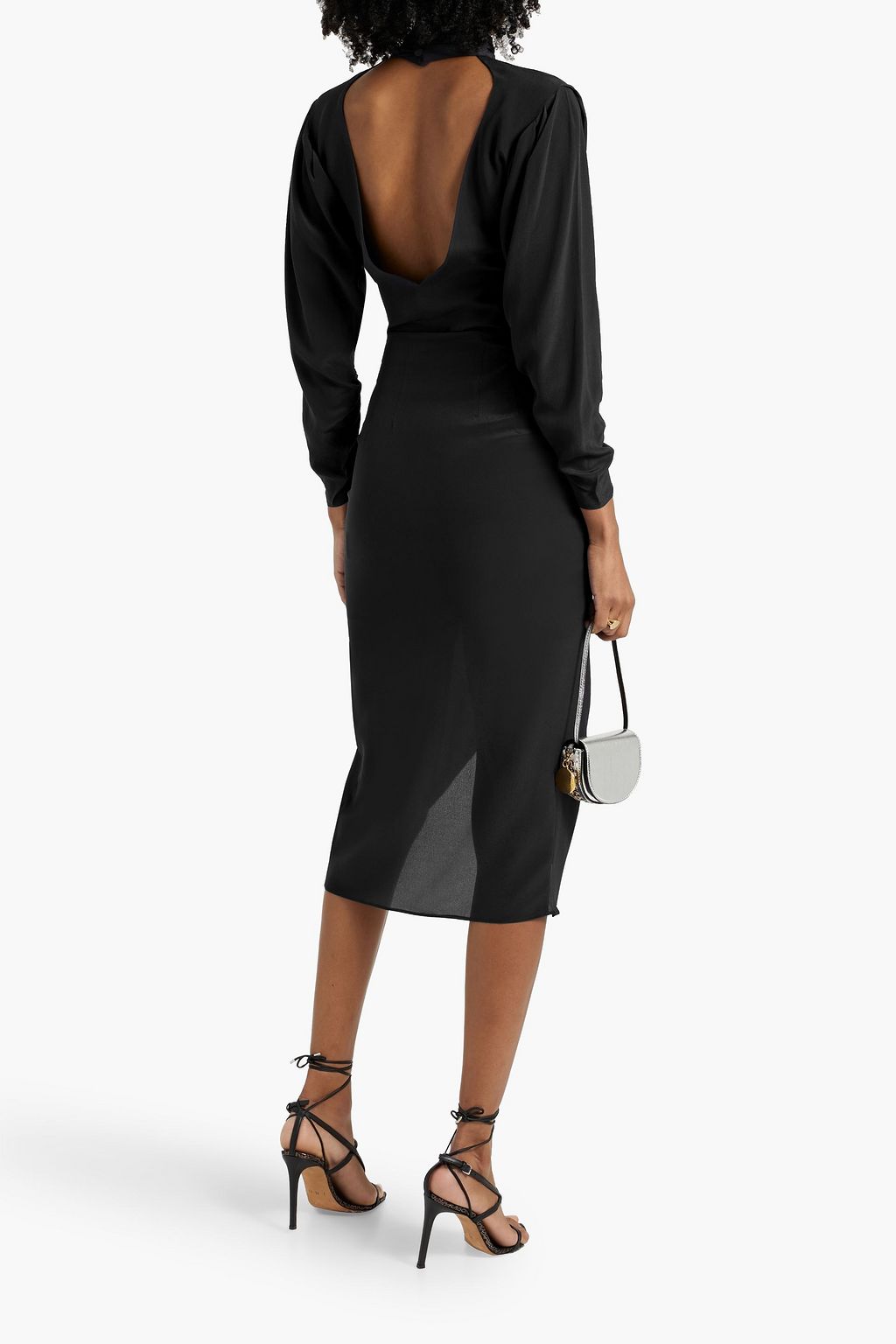 IRO Gelisa ruched cutout silk crepe de chine turtleneck top
