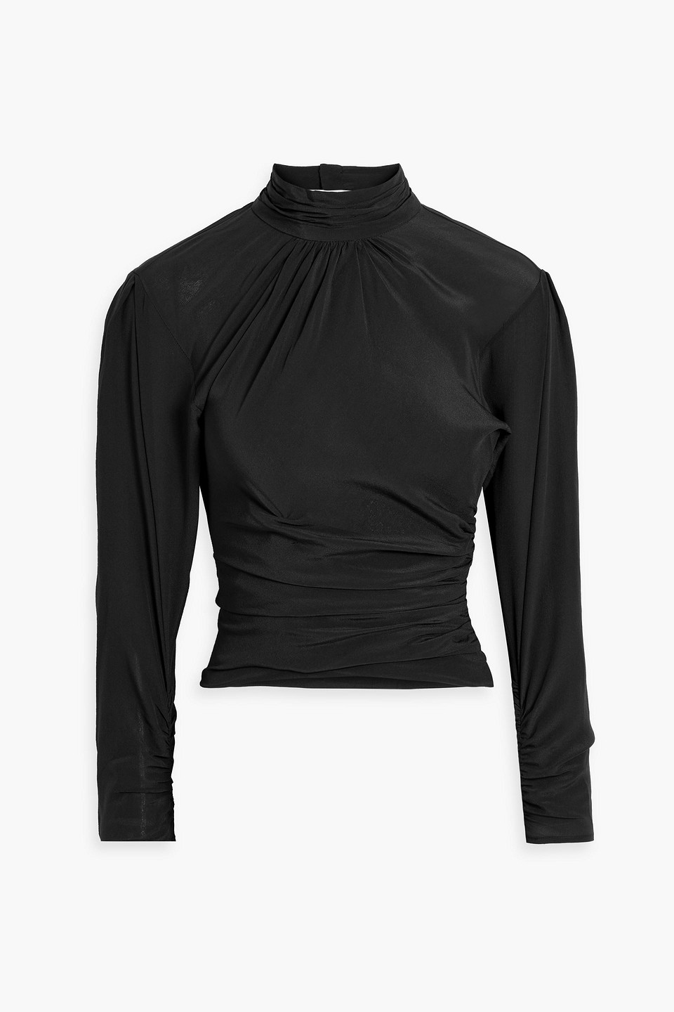 Iro Gelisa Ruched Cutout Silk Crepe De Chine Turtleneck Top In Black