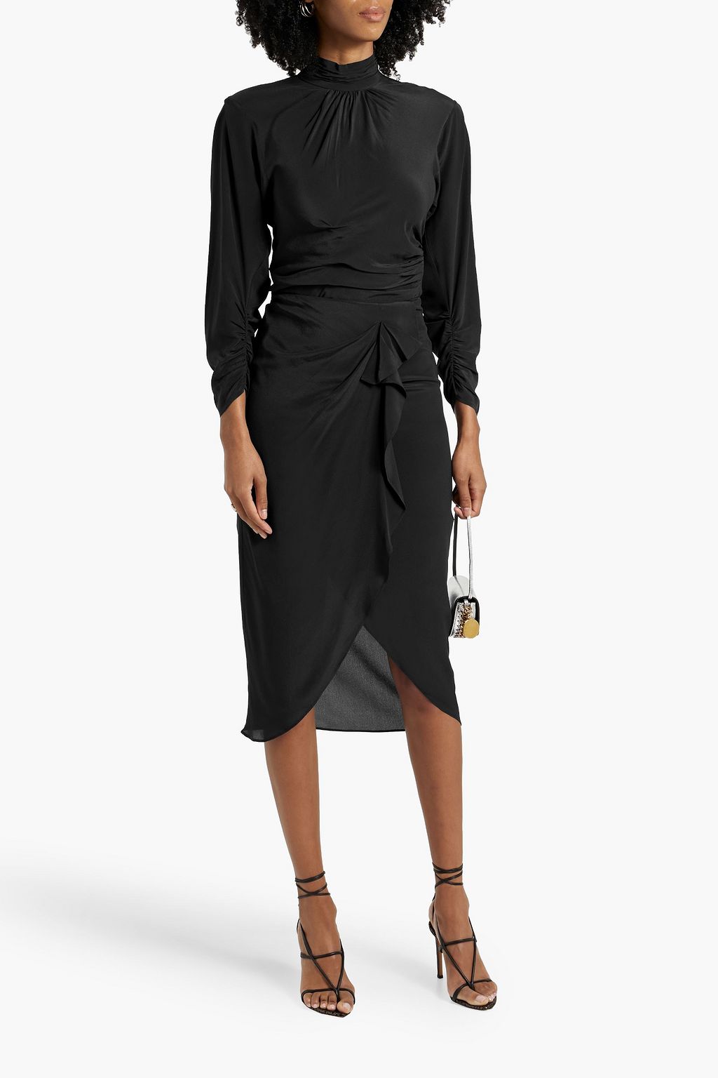 IRO Gelisa ruched cutout silk crepe de chine turtleneck top