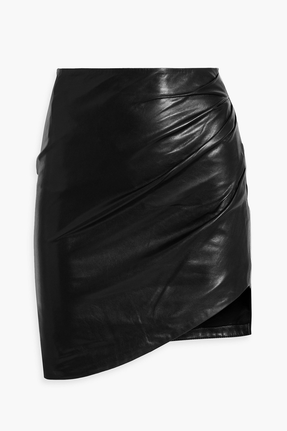 Iro Liloa Draped Leather Mini Skirt In Black