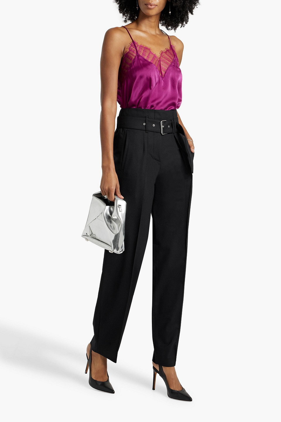Iro Benet Belted Wool-blend Tapered Pants In Black