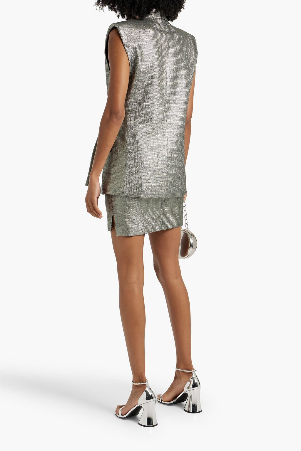 IRO Romala belted lamé vest