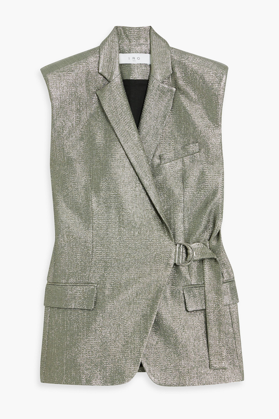 Iro Romala Belted Lamé Vest In Platinum