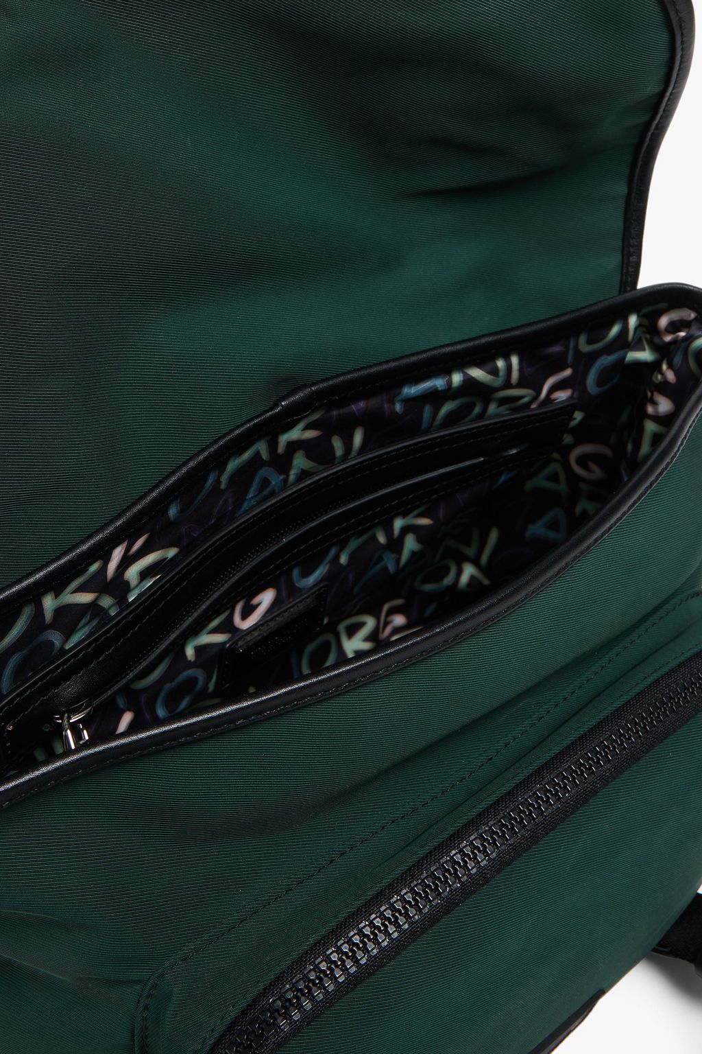 GIORGIO ARMANI Leather-trimmed twill messenger bag