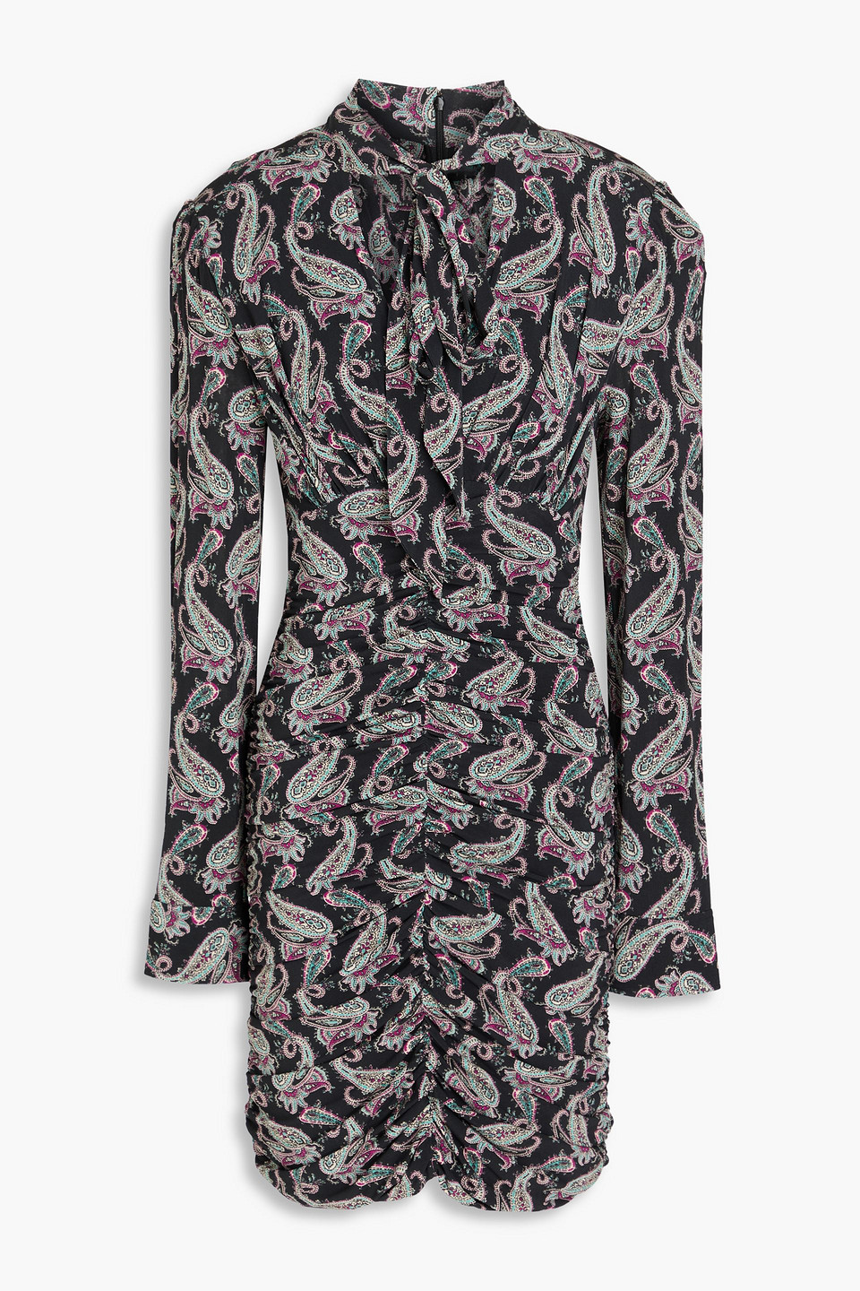 Isabel Marant - Linaziki ruched paisley-print jersey mini dress - Black - FR 36