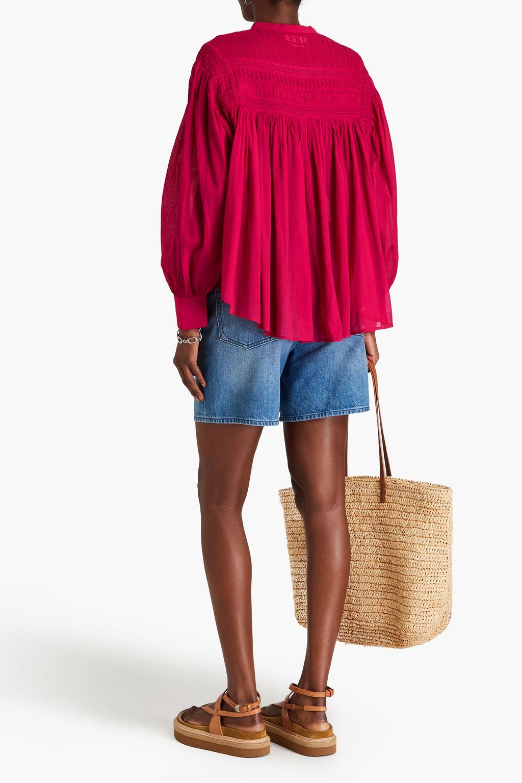 MARANT ÉTOILE Plalia pintucked cotton-voile blouse