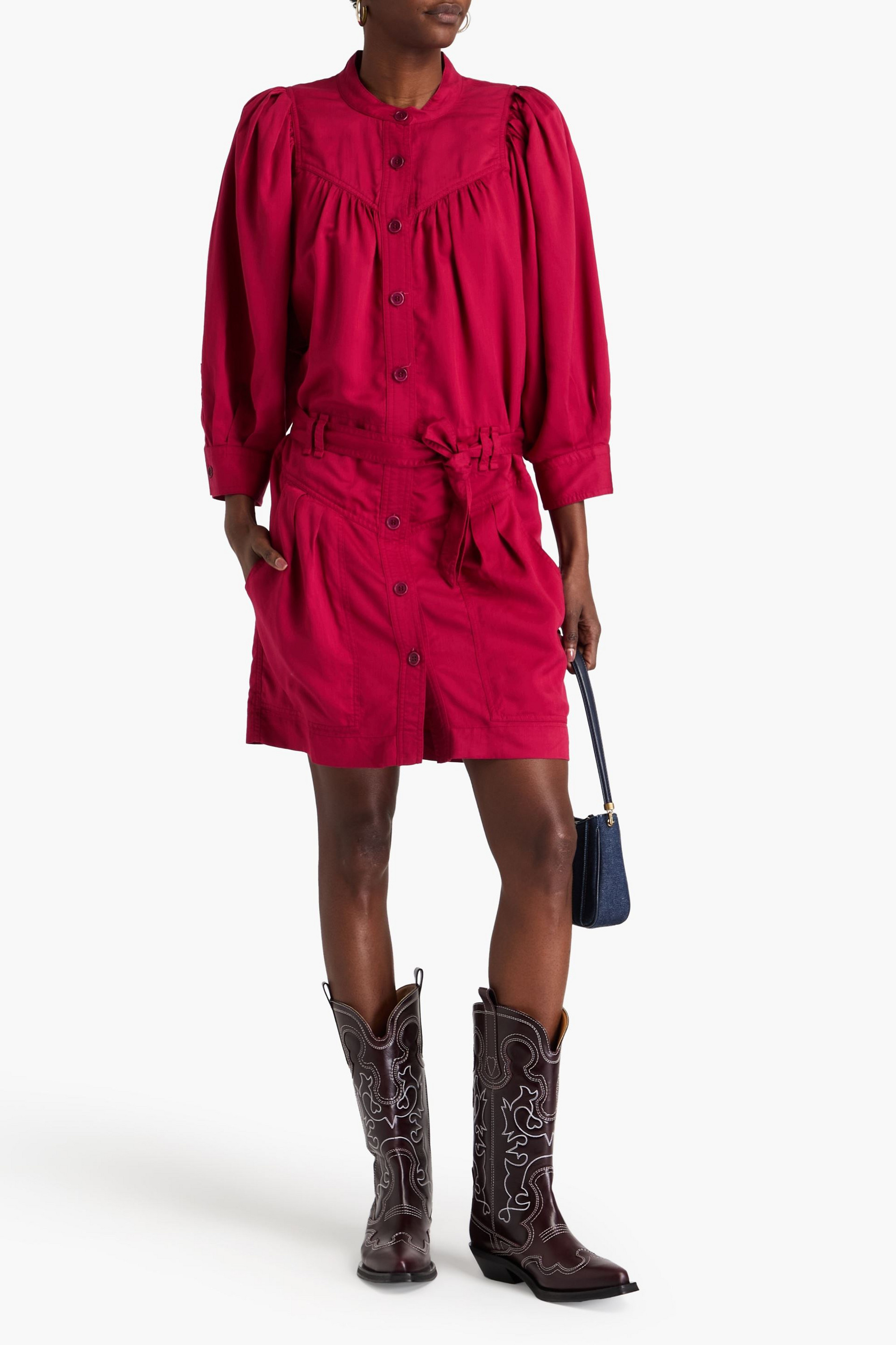 Marant Étoile Samira belted Lyocell-blend twill mini dress