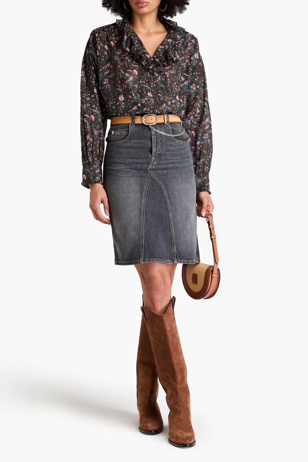 MARANT ÉTOILE 페이디드 데님 스커트