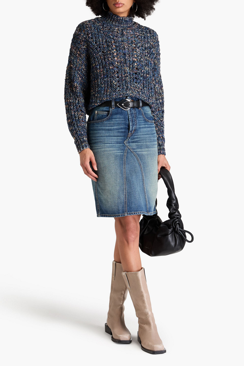  Marant étoile - Jarren Rollkragenpullover Aus Meliertem Rippstrick - Blau - Fr 34 