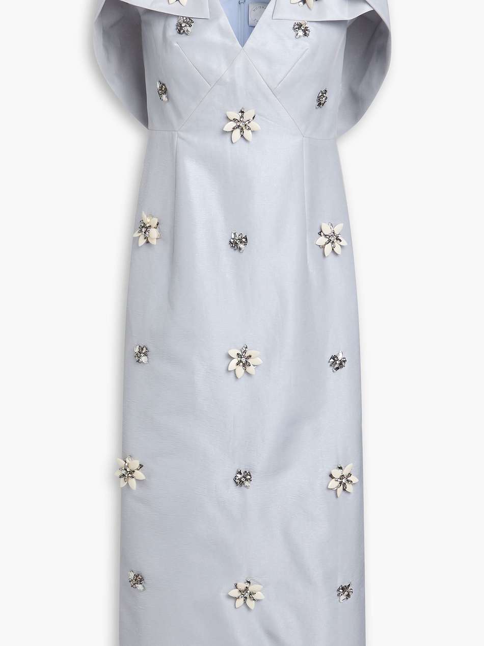 rosella cape-effect embellished taffeta midi dress