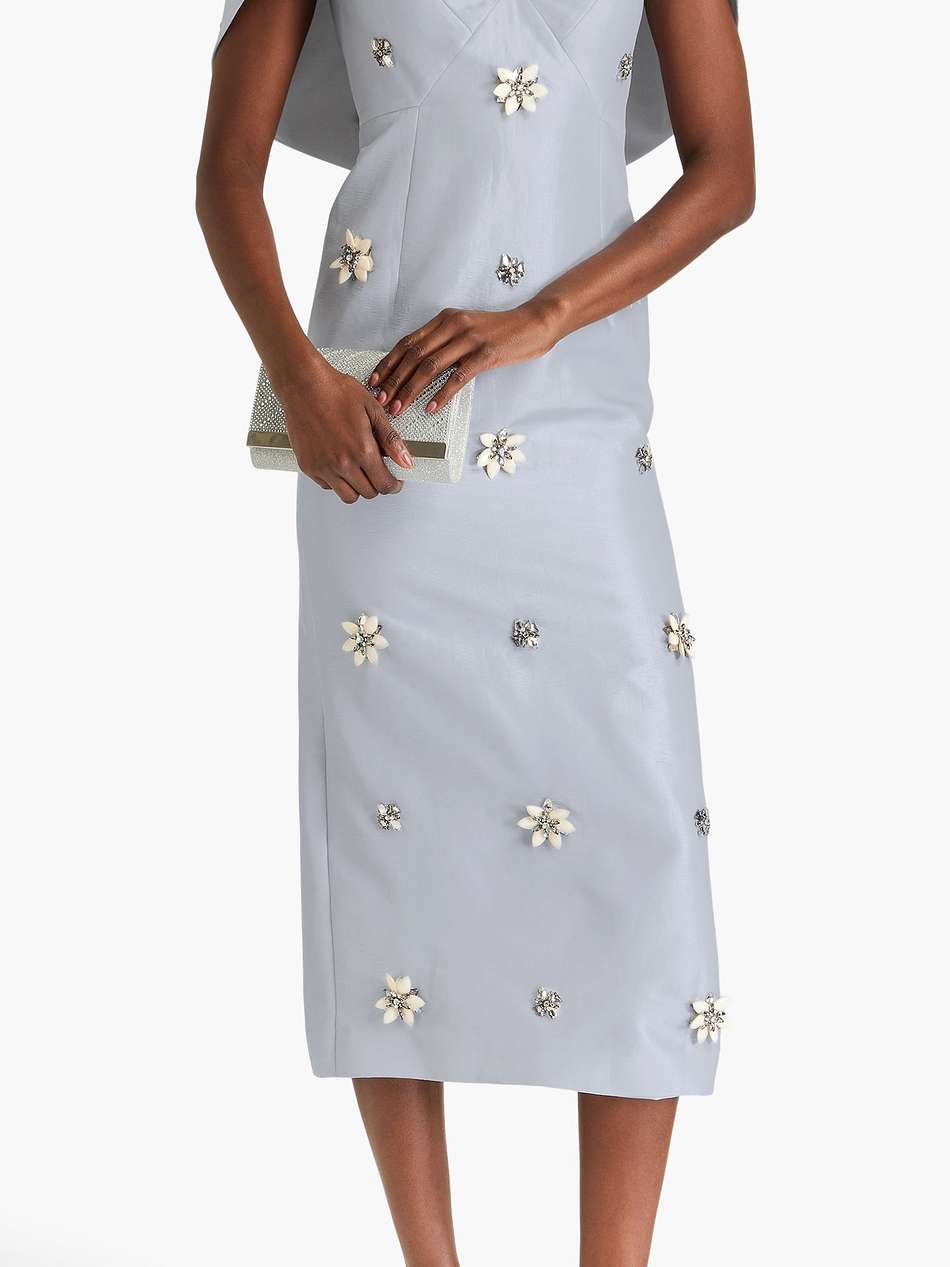 rosella cape-effect embellished taffeta midi dress