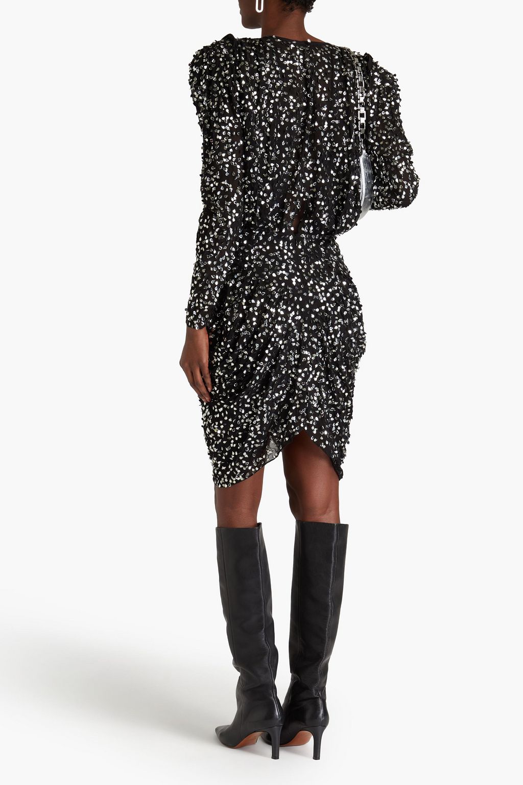 ISABEL MARANT 루쉬 장식 시퀸 조젯 미니 드레스