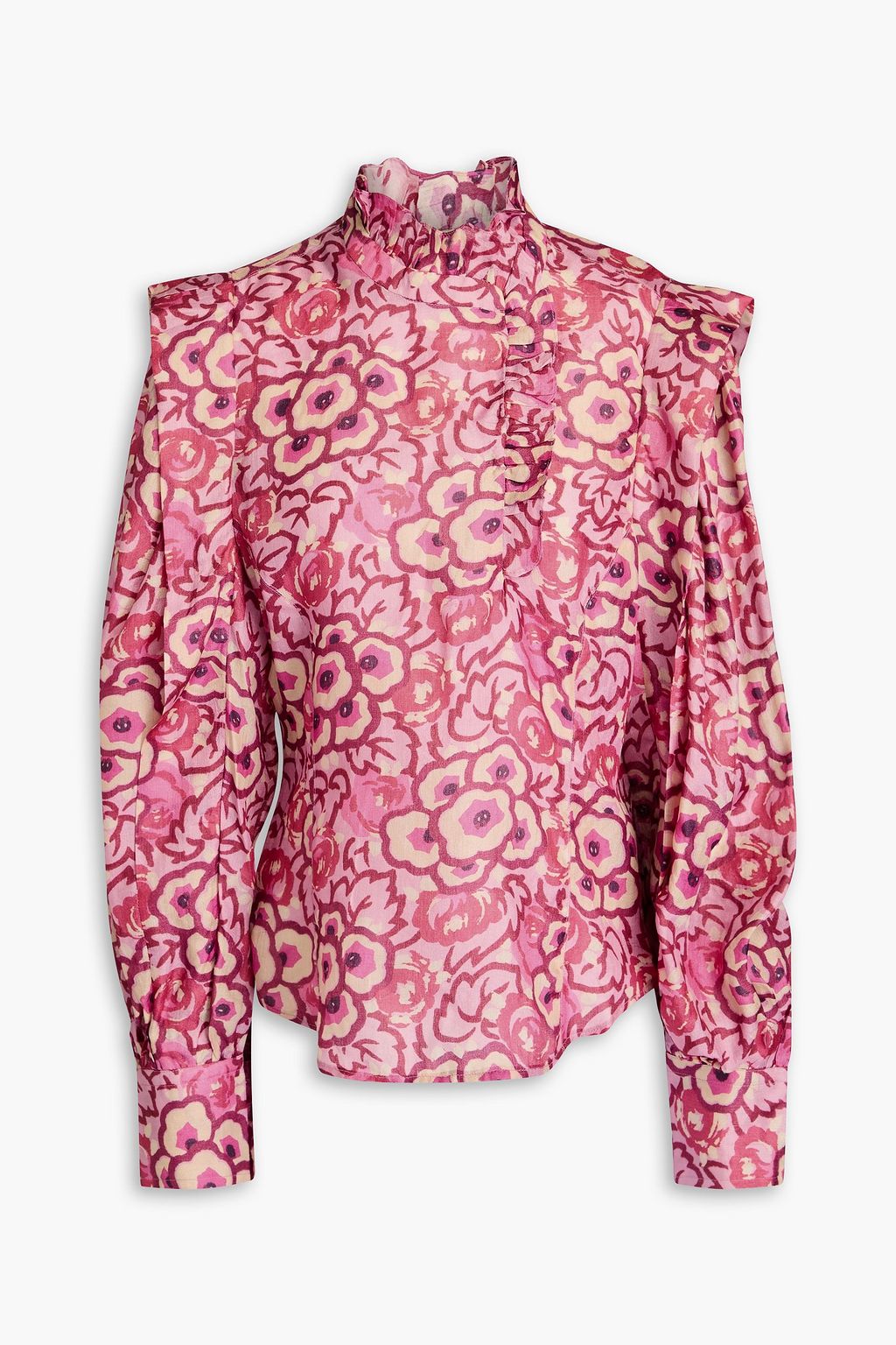 ISABEL MARANT シルクガーゼ ブラウス ラッフル付き フローラル 