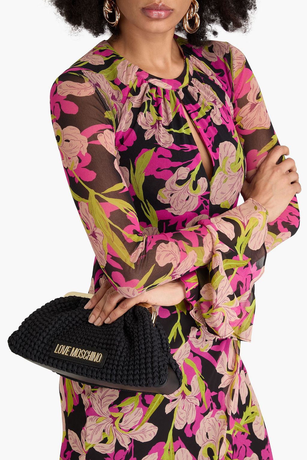 LOVE MOSCHINO Clutch aus Shell mit Raffung