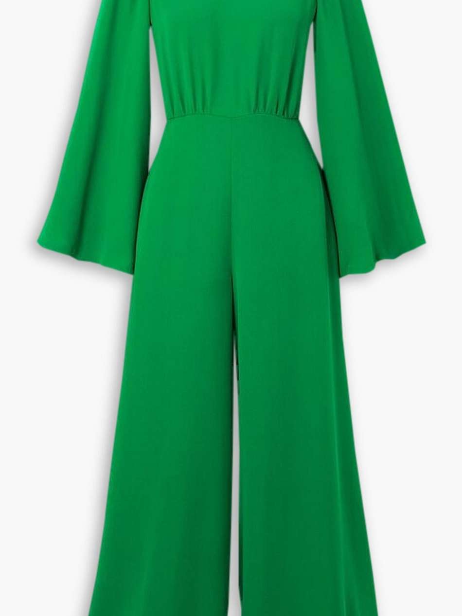 gathered silk-crepe jumpsuit
