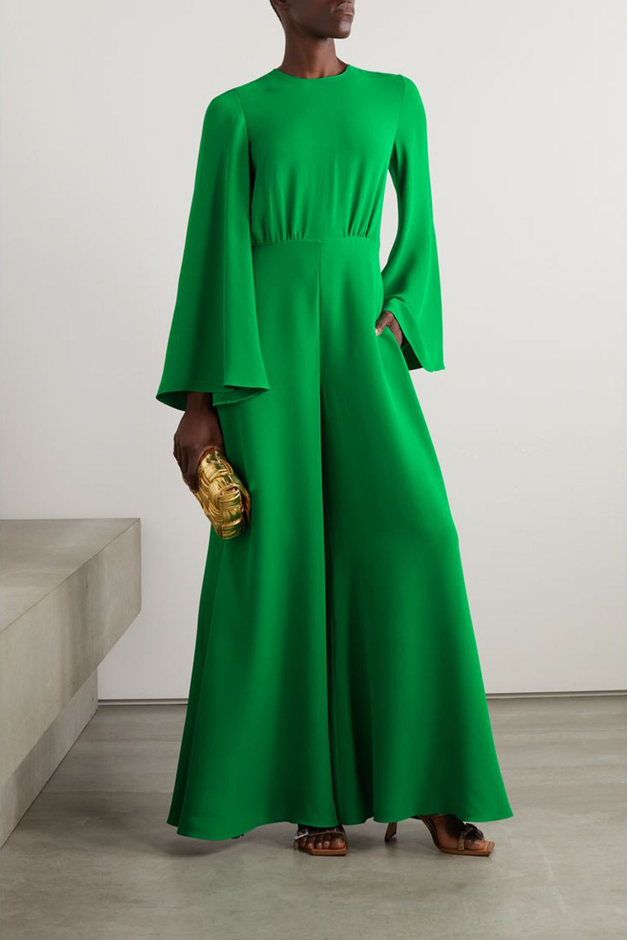 Valentino Garavani Gathered silk-crepe jumpsuit