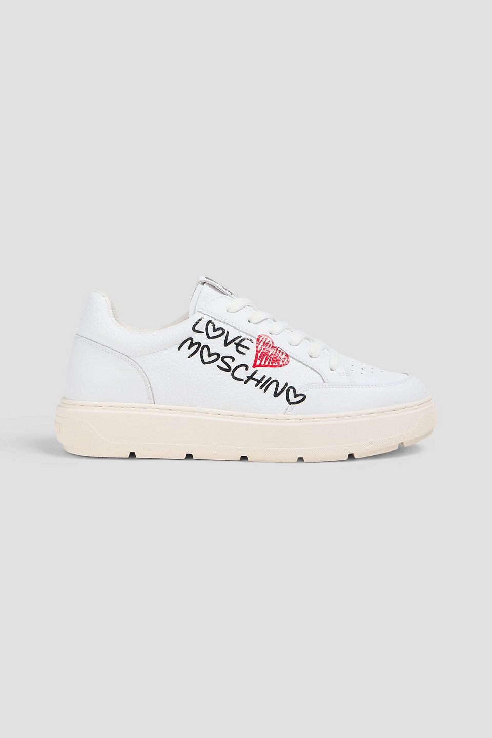 Love Moschino Printed Pebbled-leather Trainers In White