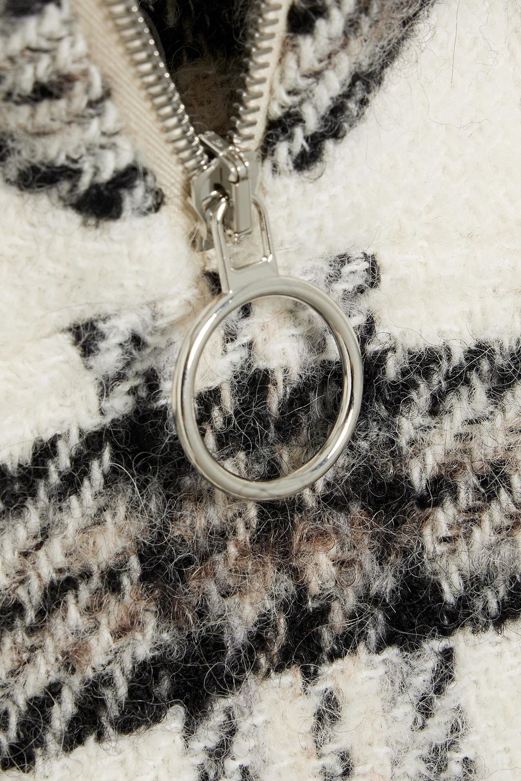 IRO Bika checked wool-blend tweed half-zip sweater
