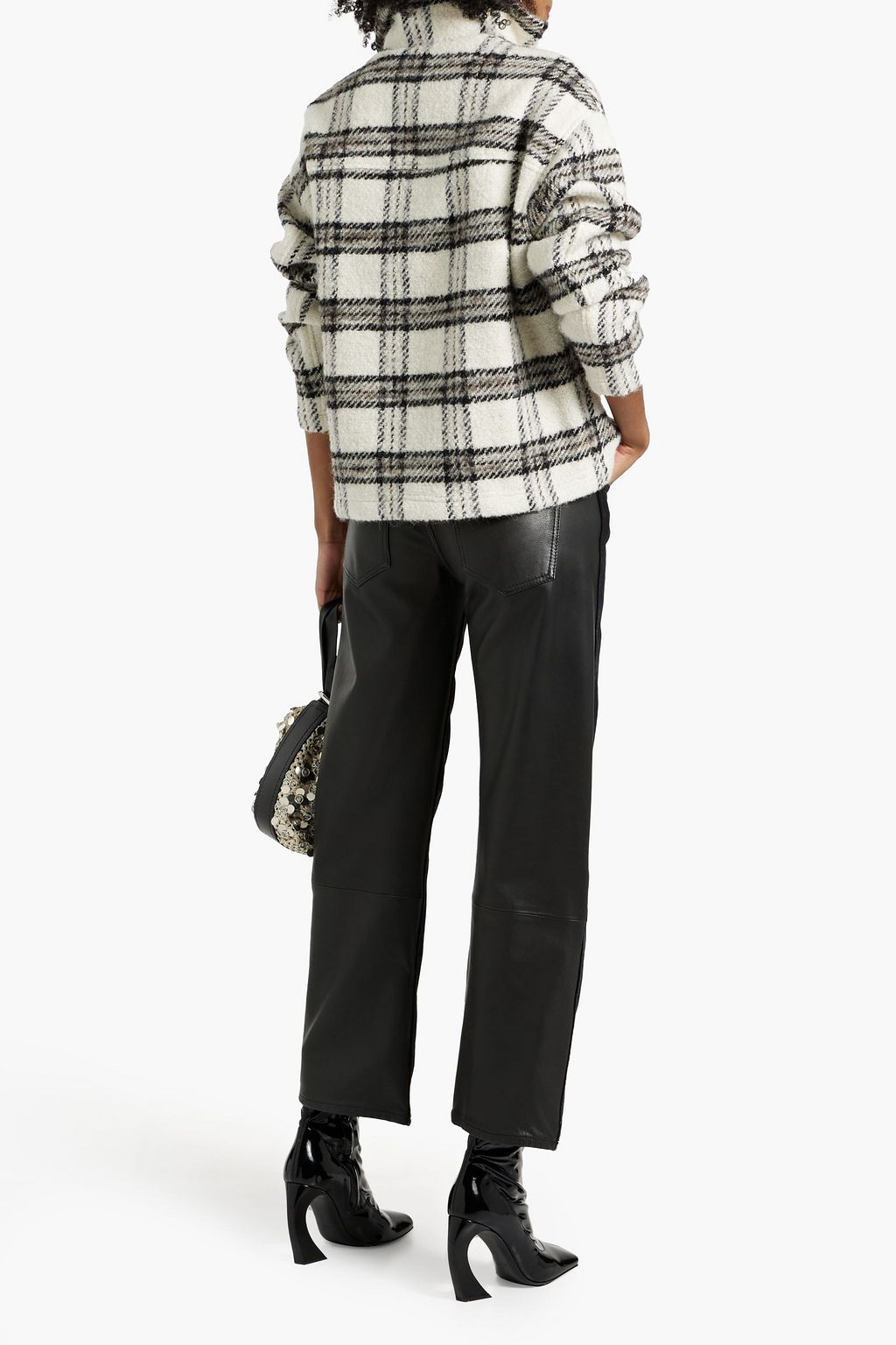 IRO Bika checked wool-blend tweed half-zip sweater
