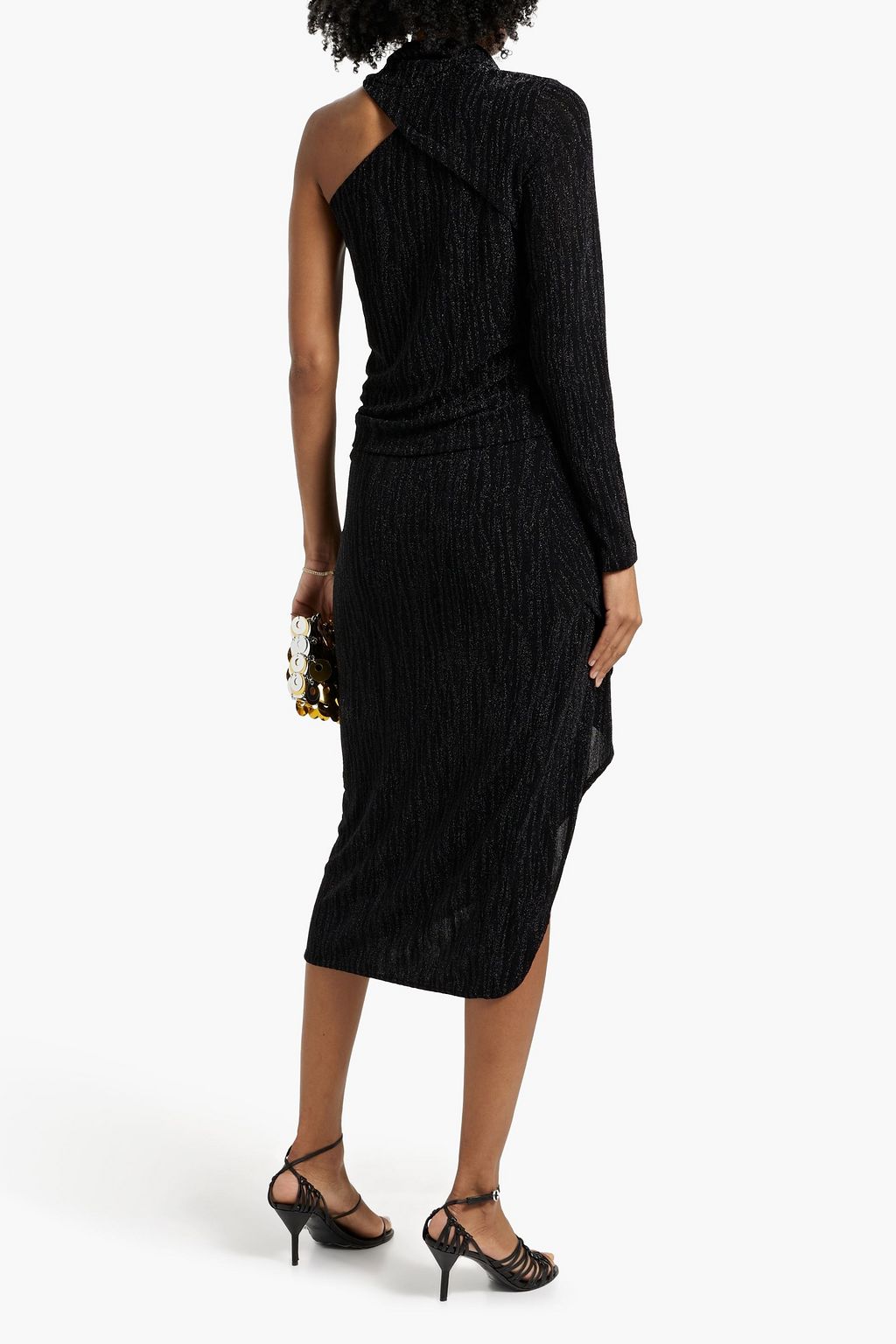 IRO Chadia one-sleeve metallic jacquard-knit top