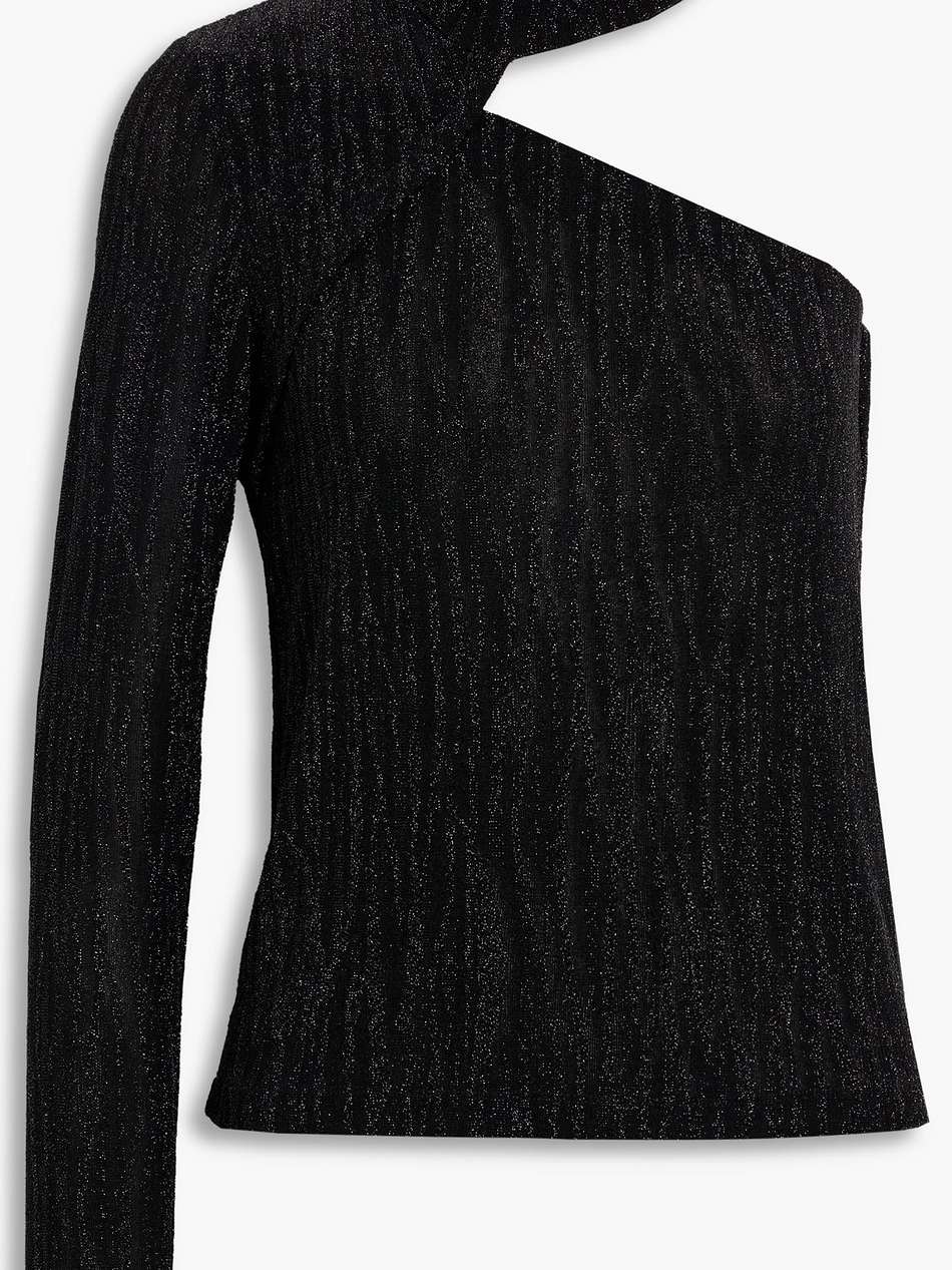 chadia one-sleeve metallic jacquard-knit top