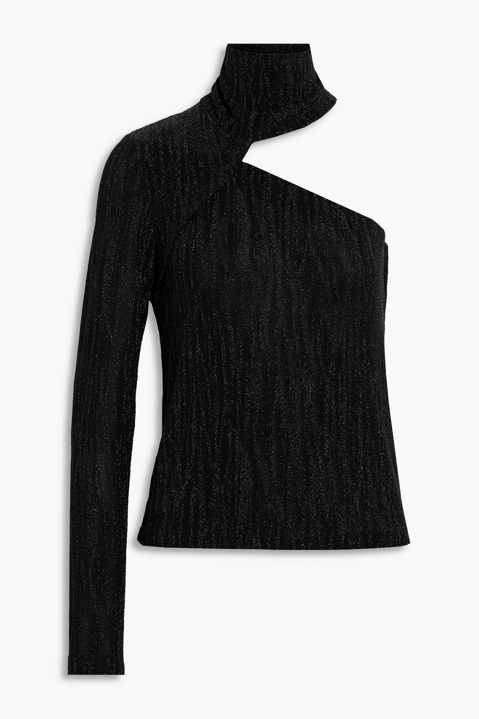 Iro Chadia Cutout Metallic Jacquard-knit Turtleneck Top In Black