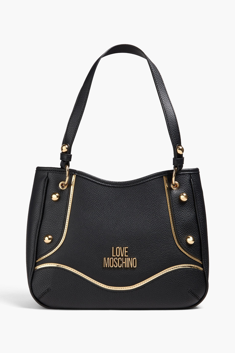 Studded pebbled-leather shoulder bag