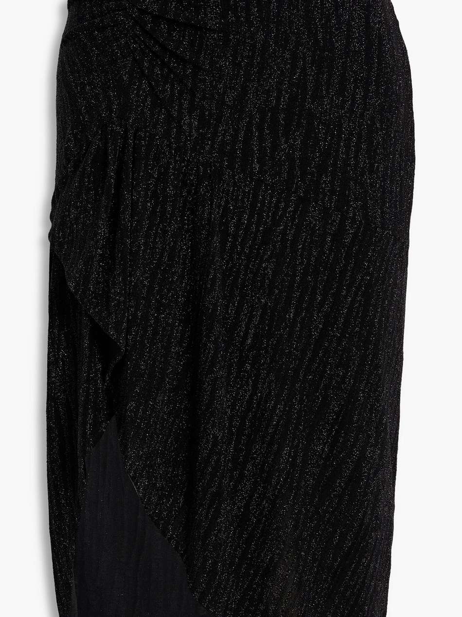 cinder ruched metallic jacquard-knit midi skirt