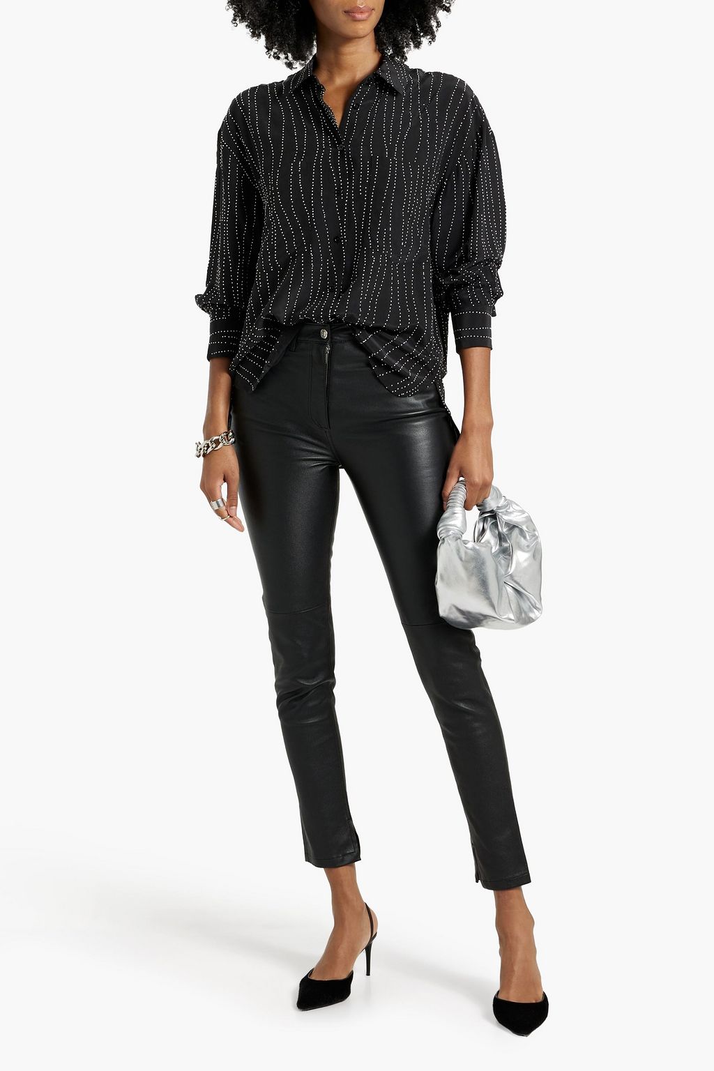 IRO Zefiro studded crepe de chine shirt