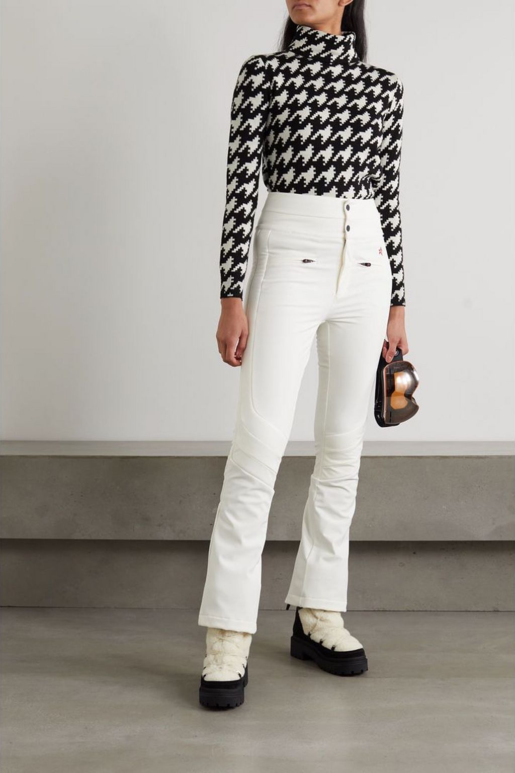 PERFECT MOMENT Houndstooth merino wool turtleneck sweater