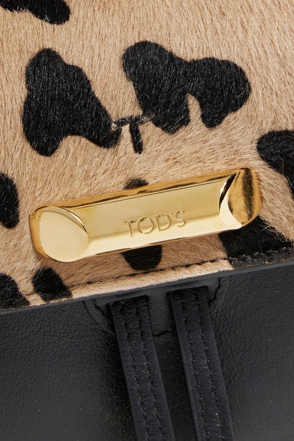 TOD'S Leopard-print calf hair and leather shoulder bag