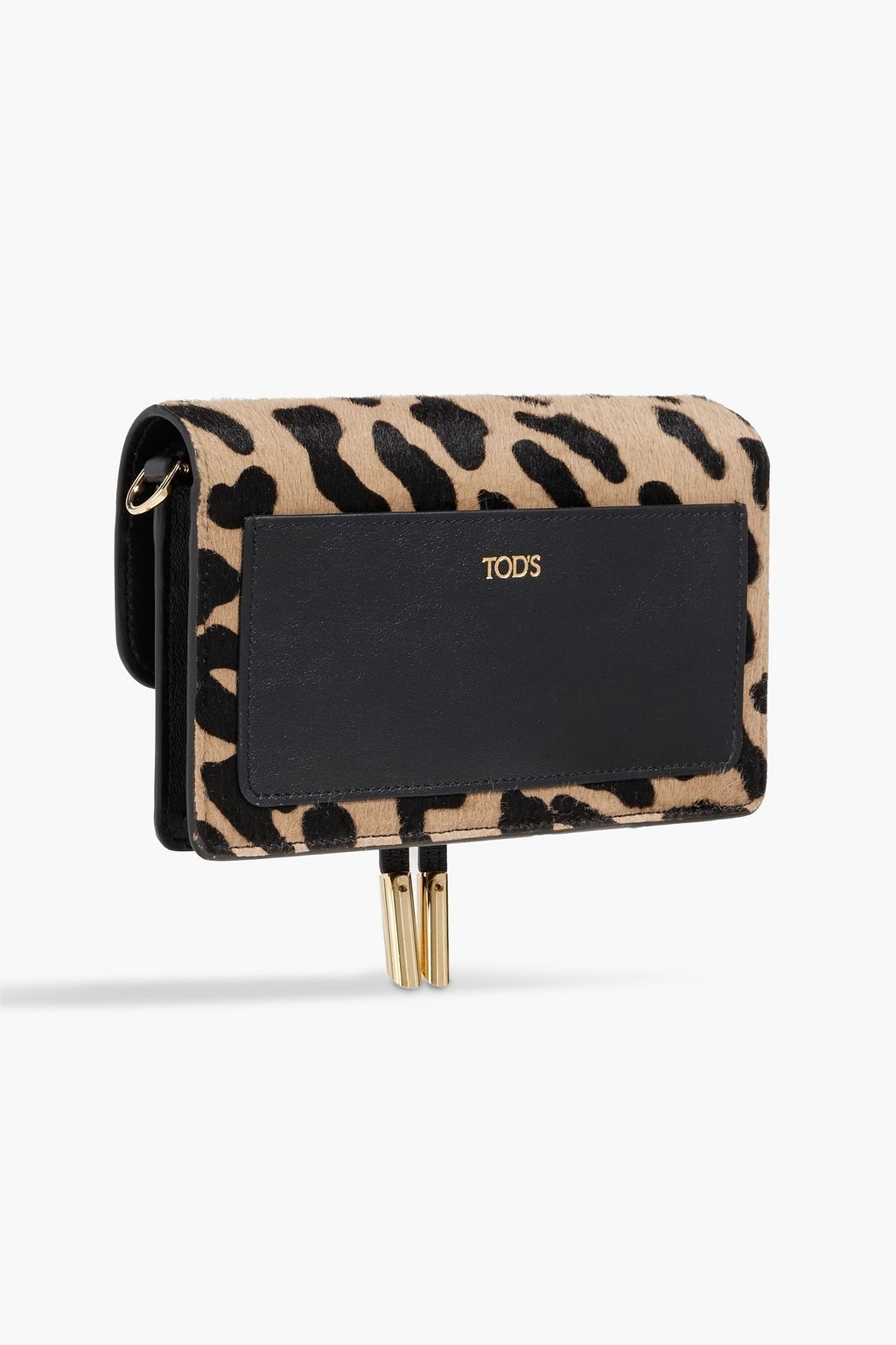 TOD'S Leopard-print calf hair and leather shoulder bag