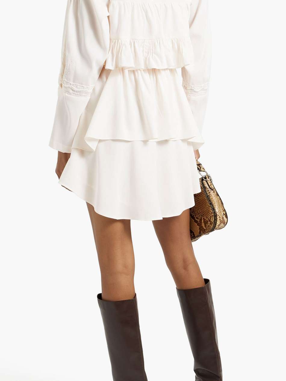 micha mesh-paneled tiered crepe mini dress