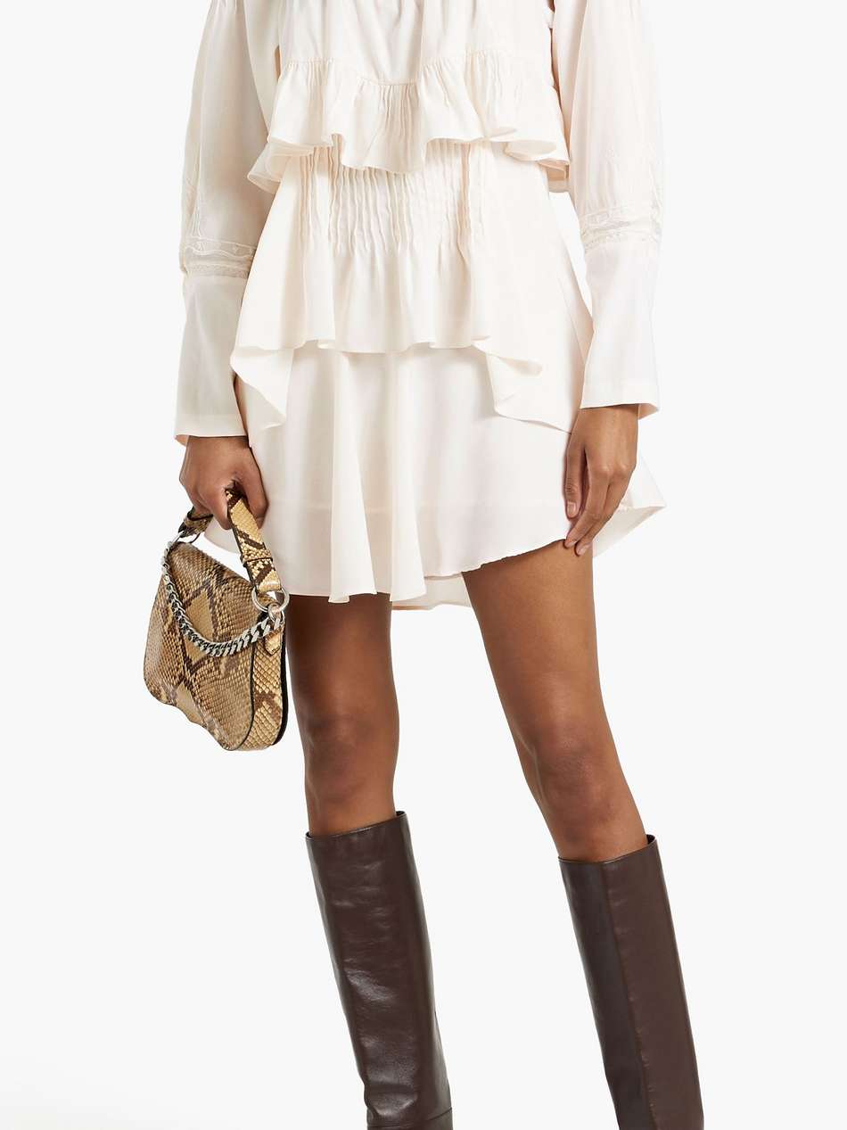 micha mesh-paneled tiered crepe mini dress