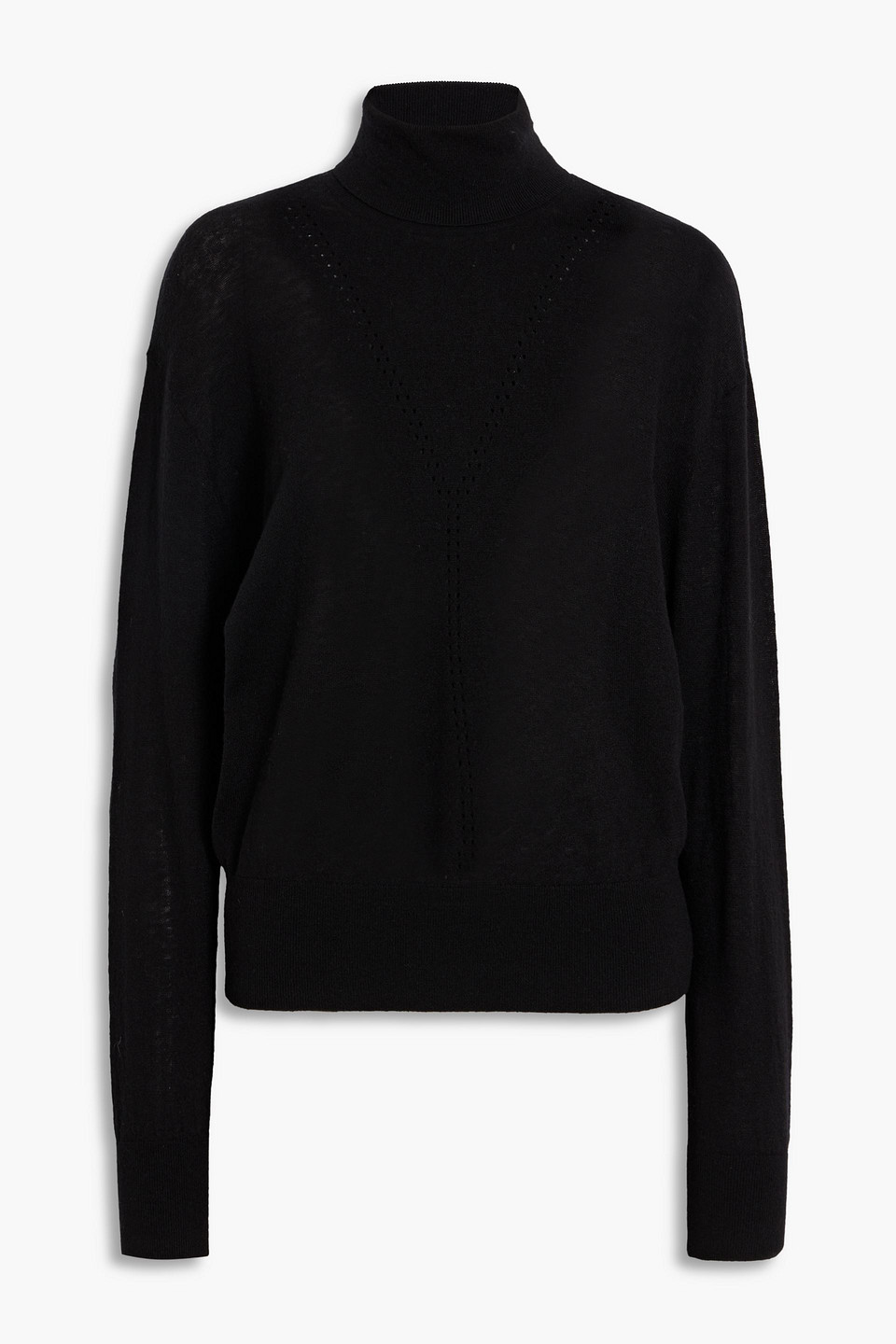 Iro Zayho Pointelle-knit Wool And Silk-blend Turtleneck Sweater In Black