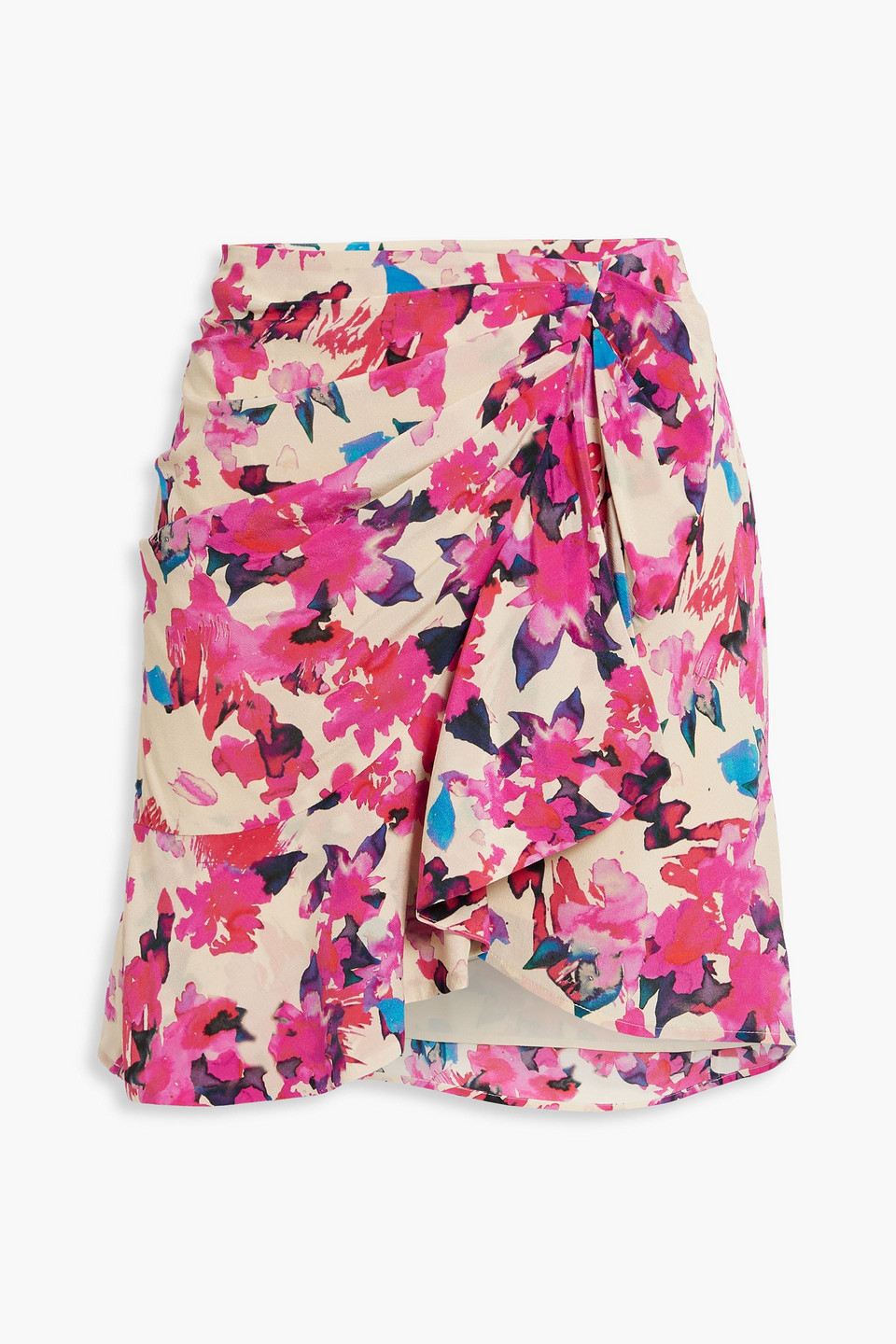 Iro Melissa Wrap-effect Floral-print Silk-crepe Mini Skirt In Fuchsia