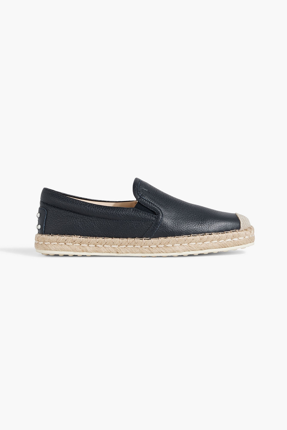 Tod's Pebbled-leather Espadrilles In Midnight Blue